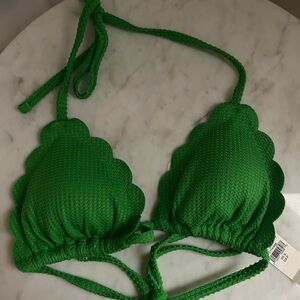 Aerie Green Scalloped Bikini Top